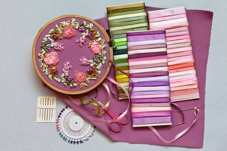 Satin ribbons for embroidery