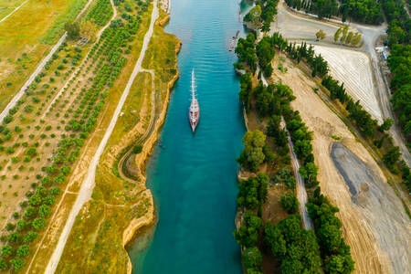 Uitzicht op het Kanaal van Korinthe
