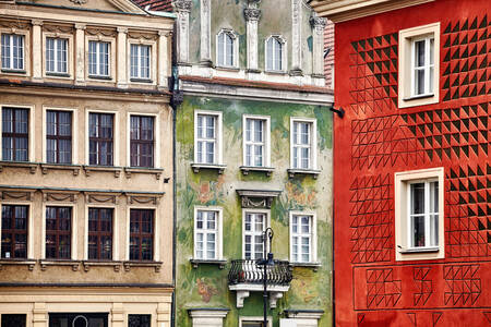 Fassaden von Gebäuden in Poznań