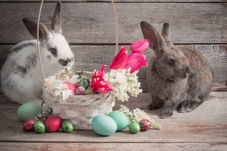 Кролики и пасхальные яйца