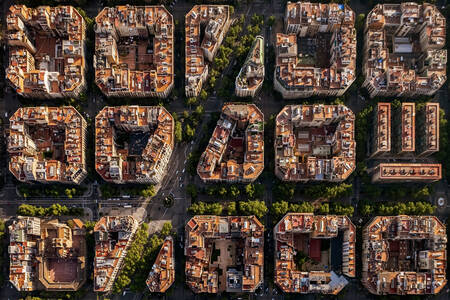 Widok z góry na budynki Barcelony