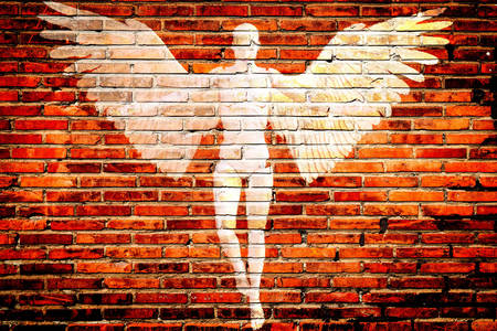 Ritning av en ängel på väggen