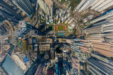 Felülnézet a Kowloon-öbölre