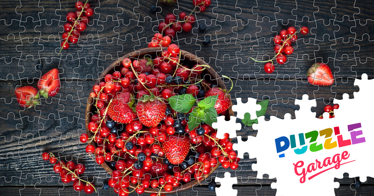 Various Berries In A Wooden Bowl Jigsaw Puzzle Plants Berries