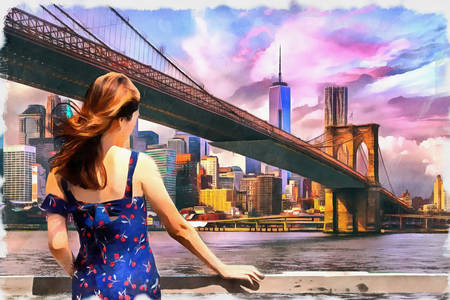 Mädchen an der Brooklyn Bridge