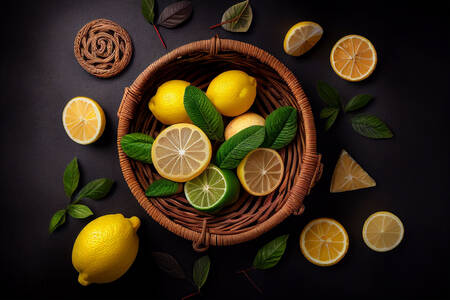 Лимони и лайми и корзин