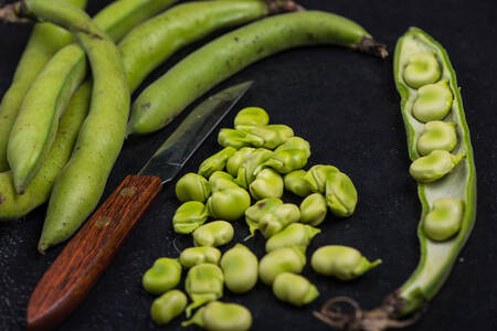Zelené fazuľky na stole