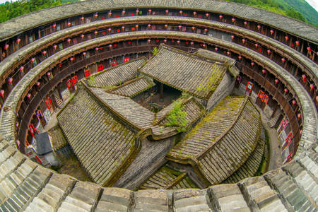 Fujian eyaletindeki Tulou kırsal konutları