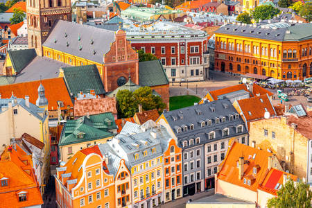 Färgglada byggnader i Riga