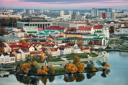 Panoramisch zicht op Minsk