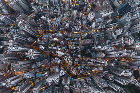 Letecký pohľad na Hongkong