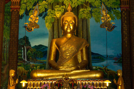 Statua dorata del buddha