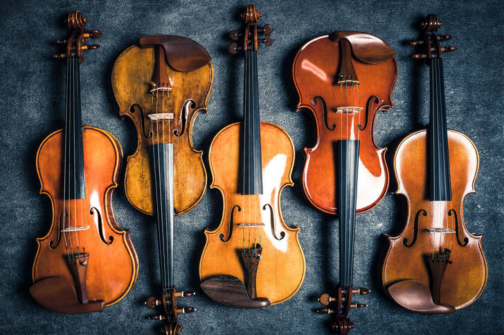 Violinen auf dunklem Hintergrund