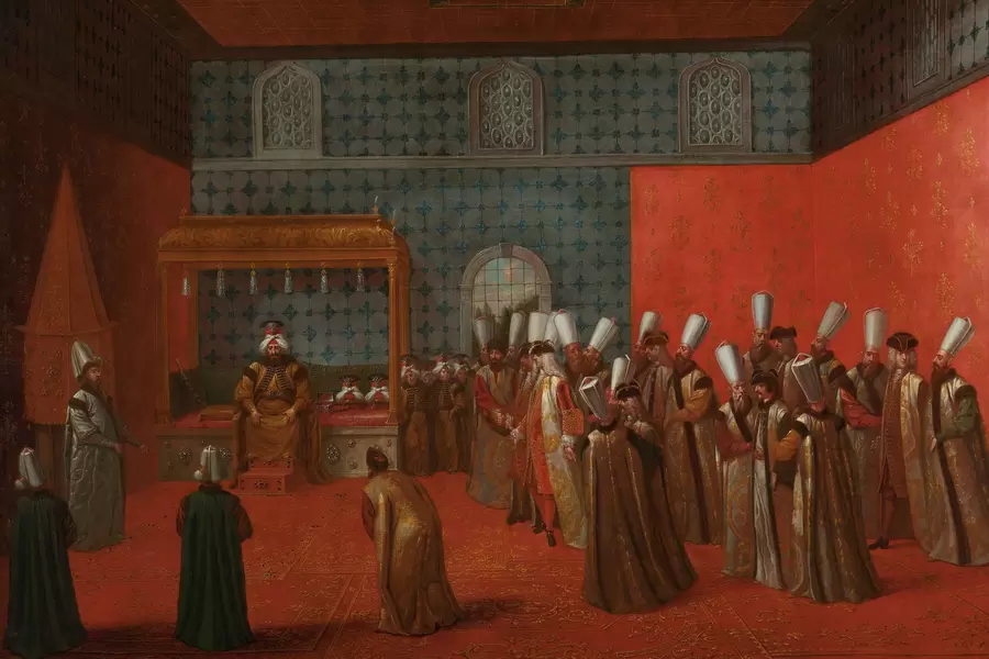 Jean Baptiste Vanmour: "Embajador Cornelis Calkoen en su audiencia con el sultán Ahmed III"
