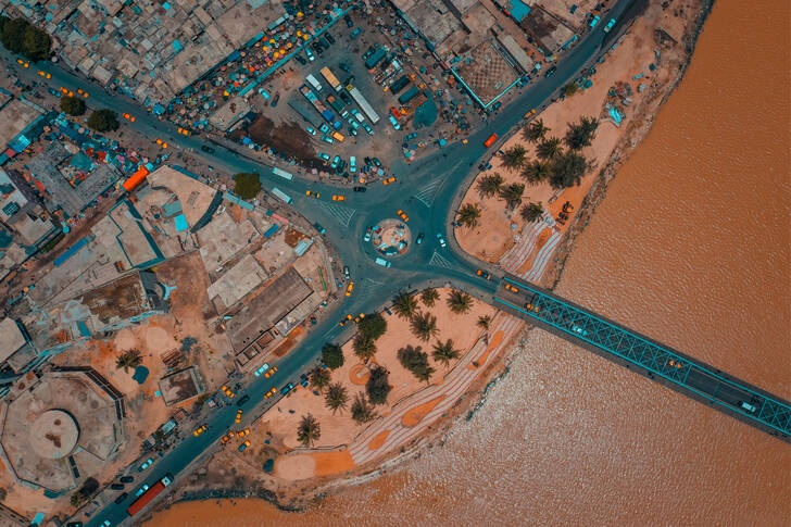 Saint-Louis, Senegal'in havadan görünümü