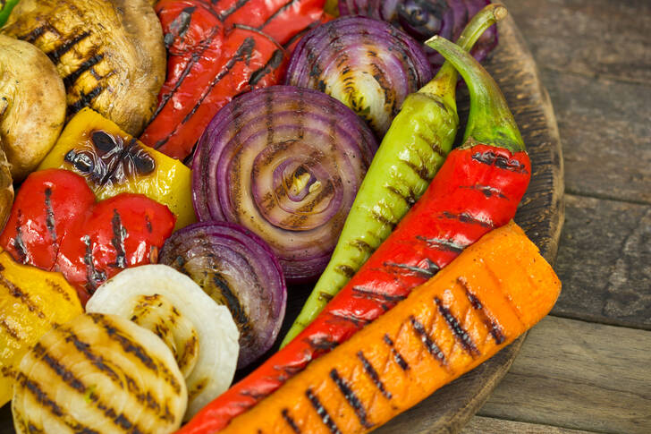 Grilled vegetables on a plate