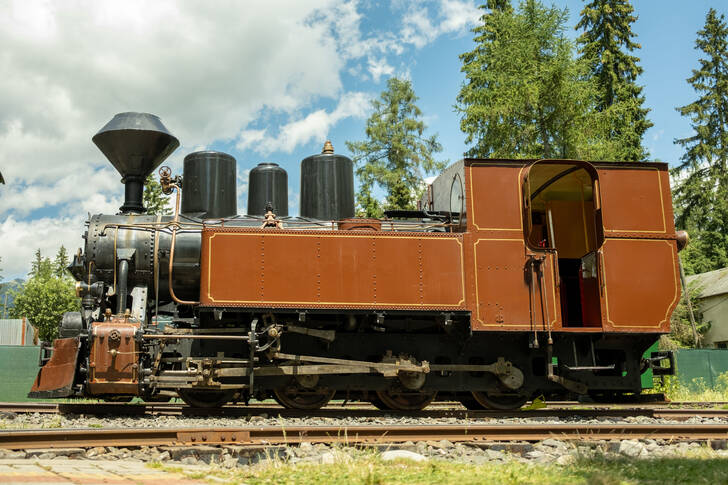 Vecchia locomotiva a vapore nel deposito