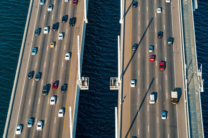 Aerial view of the Bay Bridge in San Francisco