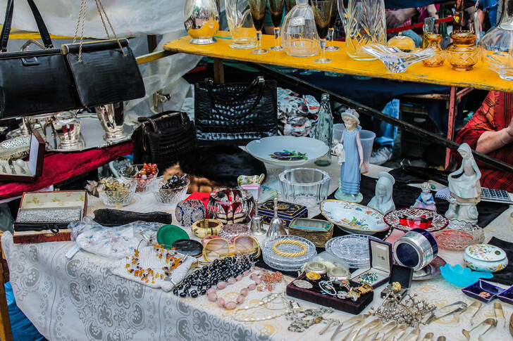 Old items at a flea market