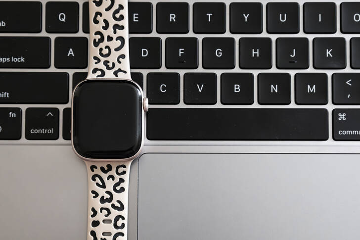 Smart watch on the keyboard