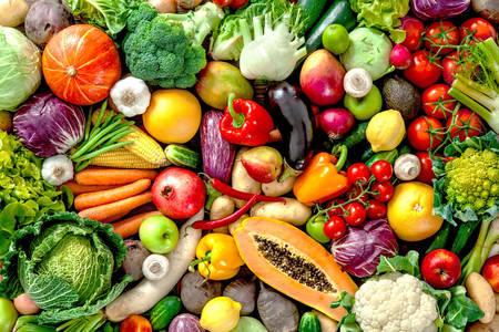 Assortment of fresh vegetables and fruits