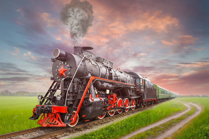 Retro steam locomotive