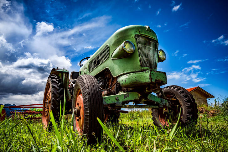 Old tractor on a farm