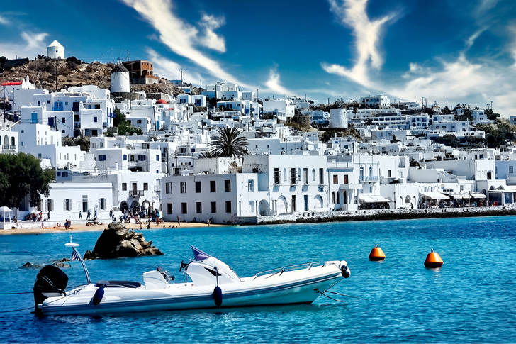 Ostrov Mykonos v Řecku