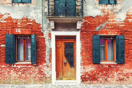 Old brick house facade in Venice