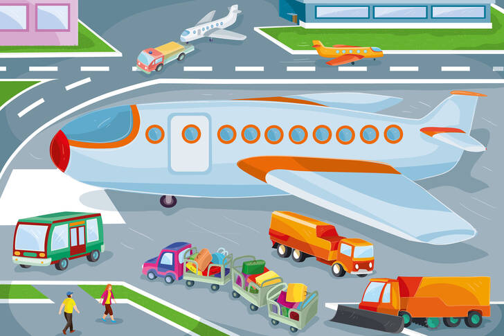Самолеты и транспорт в аэропорту