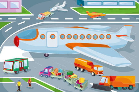Самолет и транспорт на летището