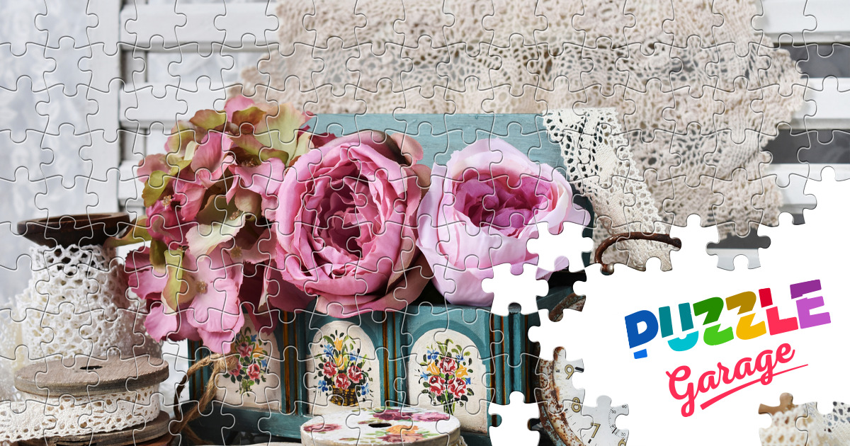 Old alarm clock and flowers Jigsaw Puzzle (History, Retro) Puzzle Garage