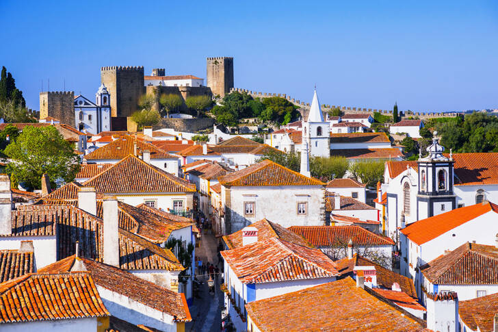 View of the rooftops of Obidos