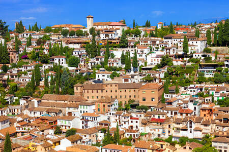 Udsigt over Albaicín-kvarteret i Granada