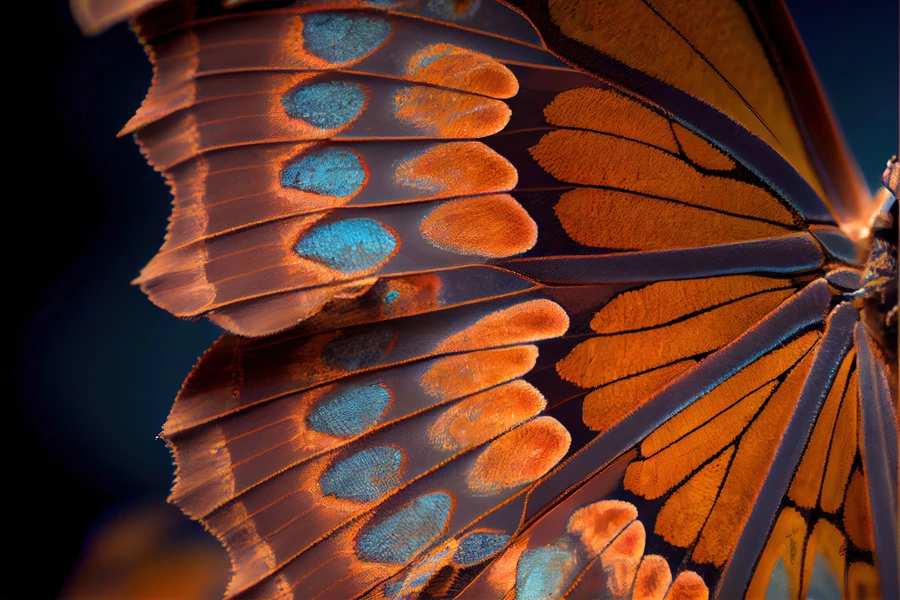 Foto macro de un ala de mariposa