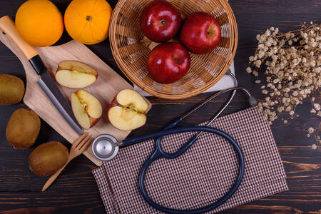 Fruits and a stethoscope