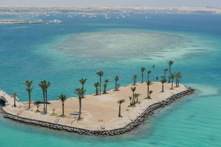 Aerial view of a small island