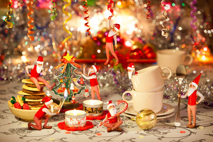 Christmas gnomes on the holiday table
