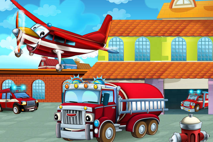 Fire trucks and aircraft
