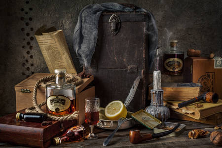 Antique items and cognac