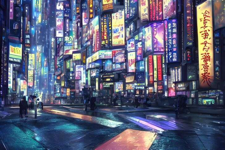 Tokyo in cyberpunk style