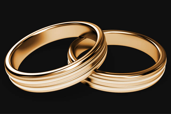 Gros plan des anneaux de mariage