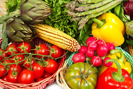 Vegetables in baskets