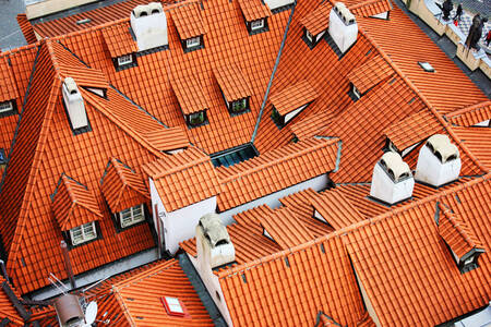 Betegelde daken in Praag