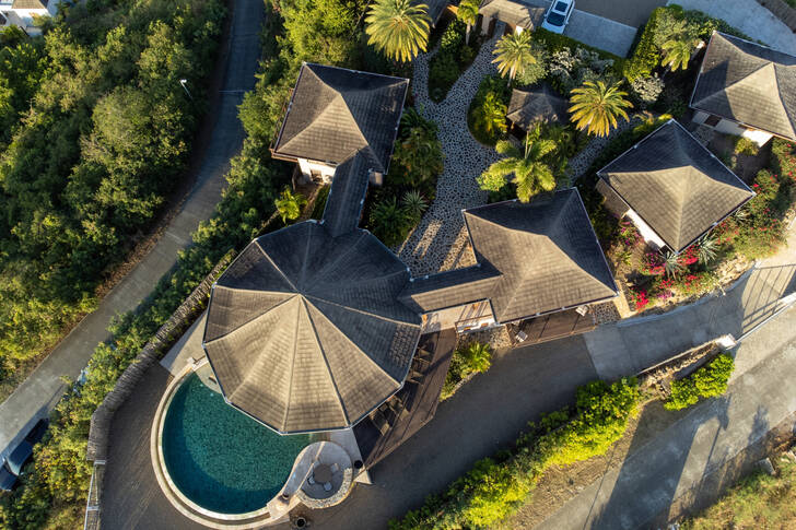 View from above of the villa