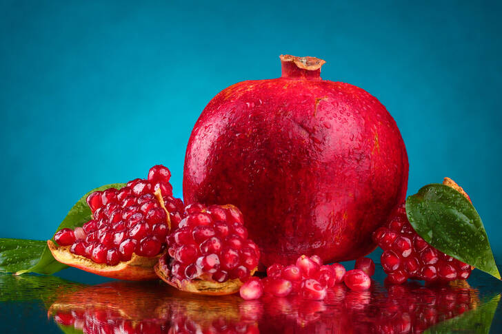 Pomegranate on a blue background