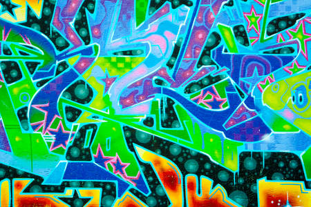 City wall with abstract graffiti