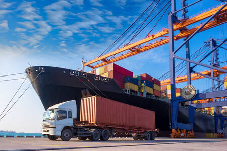 Cargo ship in port