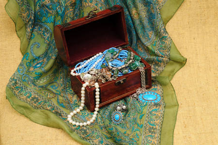 Jewelry in a wooden chest