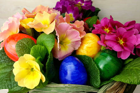 Easter eggs and violets